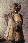 VERMEER VAN DELFT, Jan Woman with a Pearl Necklace (detail)  gff France oil painting artist